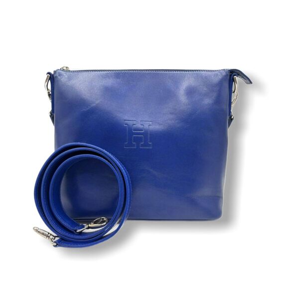 Hirofu | Royal Blue Smooth Leather Two-Way Convertible Tote & Shoulder Bag, VGUC - Picture 1 of 10